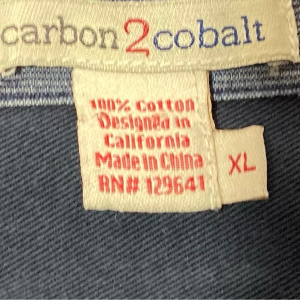 Carbon2Cobalt Men's XL Denim Jacket Blue Jean. Full Zipper 100% Cotton - Picture 5 of 16
